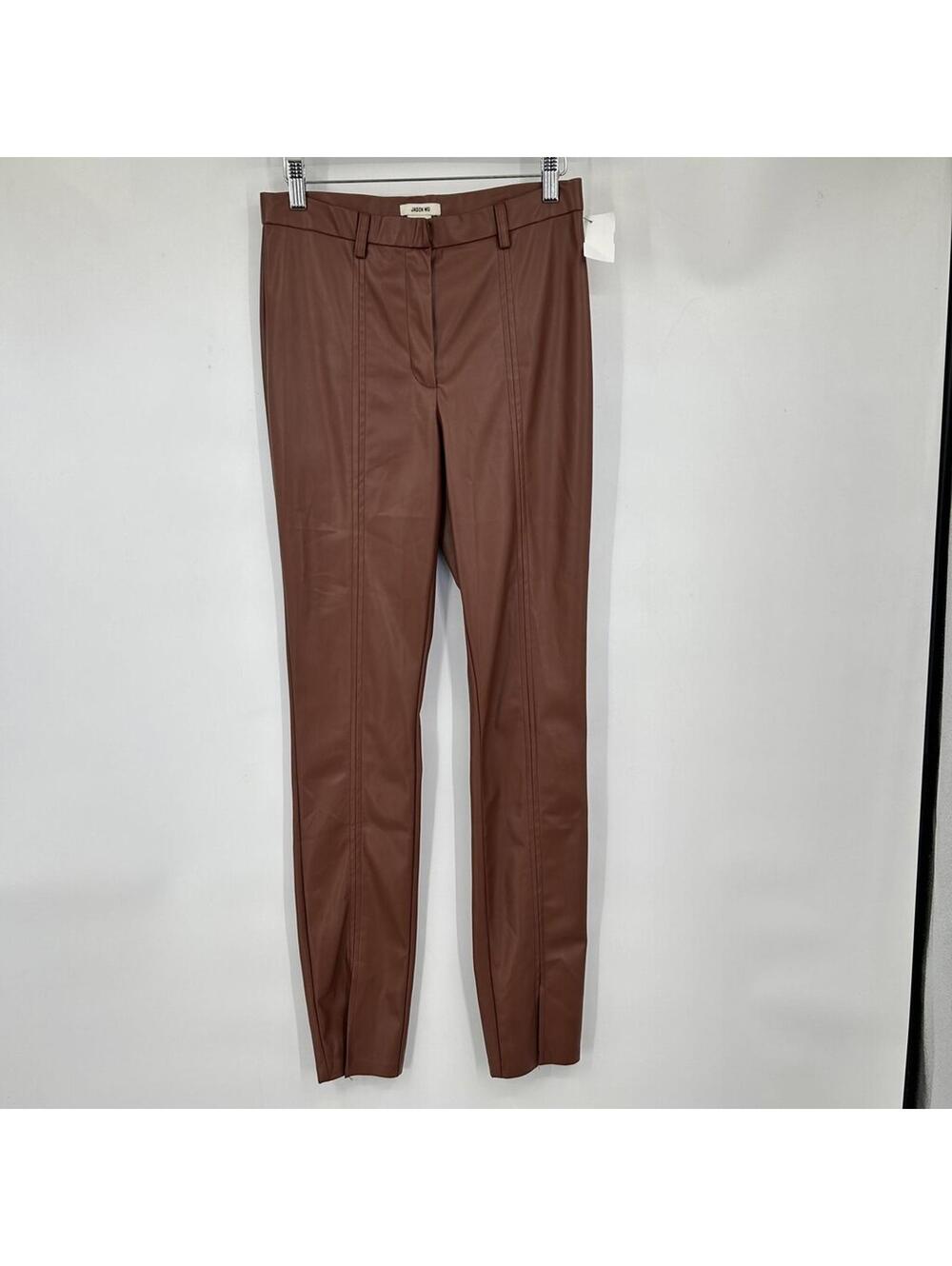 Women's Jason Wu Vegan Leather Brown Slim Pants S